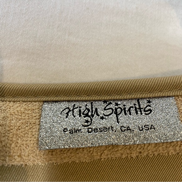 High Spirits Tan Golf Visor Swarovski Crystal Studded Curled Lace Back Sun Visor - Picture 4 of 7